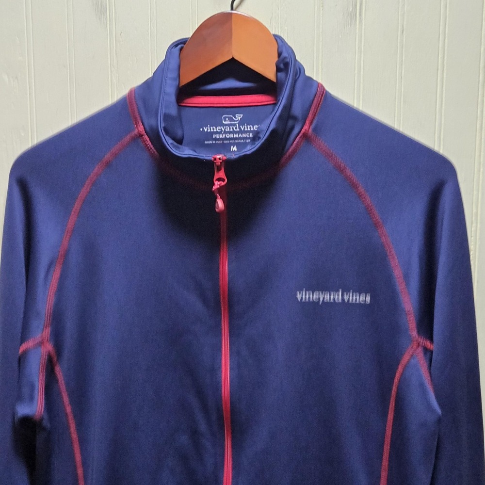 Vineyard‎ Vines Track Jacket Mens Medium Blue Full Zip Performance Stretch Logo